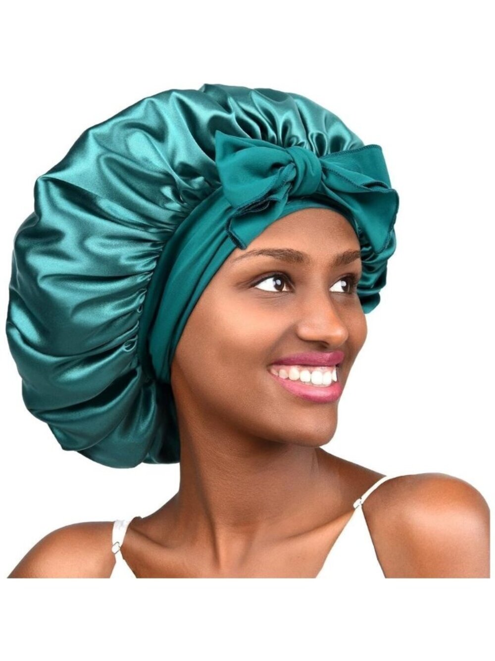 Yanibest Satin Bonnet Silk For  Sleeping Hair Bonnet With Tie Band Head - Blue